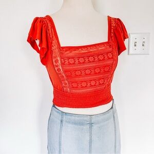 Forever 21 | Lace Smocked Milk Maid Cropped Blouse
